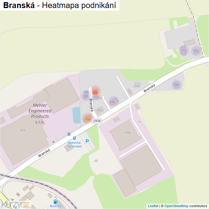 Mapa Branská - Firmy v ulici.