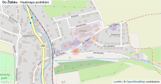 Do Žlábku - mapa podnikání