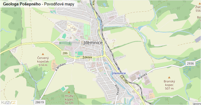 Geologa Pošepného - záplavové mapy stoleté vody