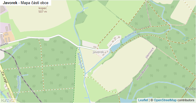 Javorek - mapa části obce