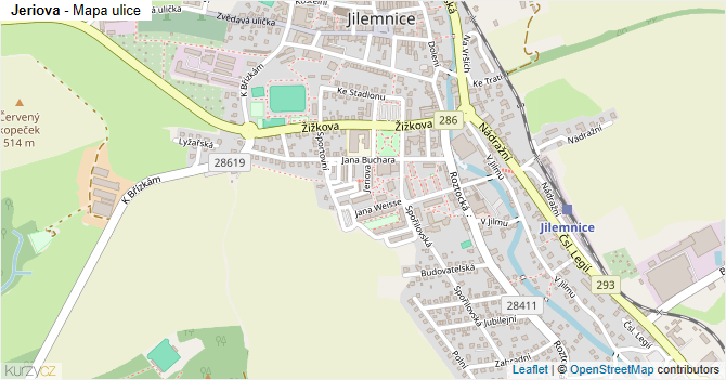 Jeriova - mapa ulice