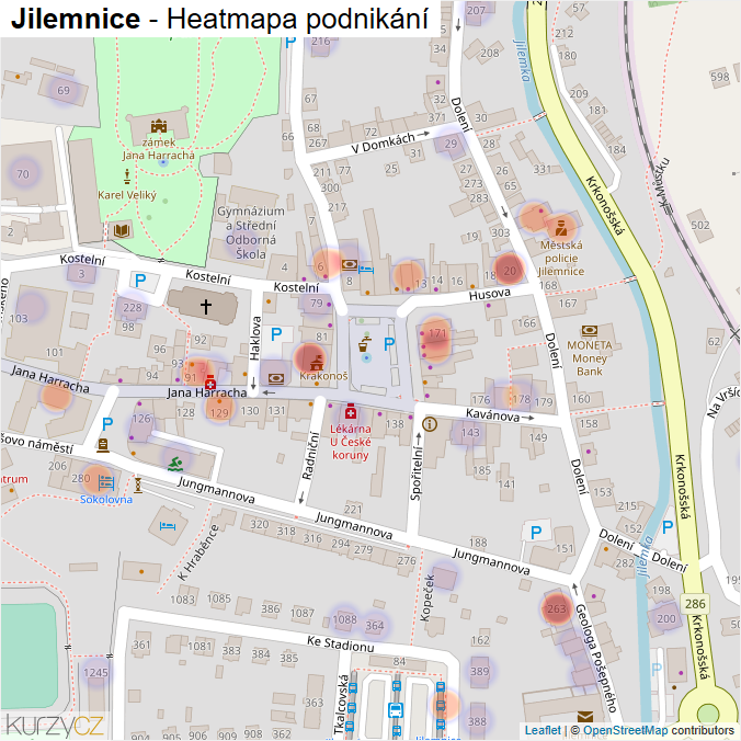 Mapa Jilemnice - Firmy v části obce.
