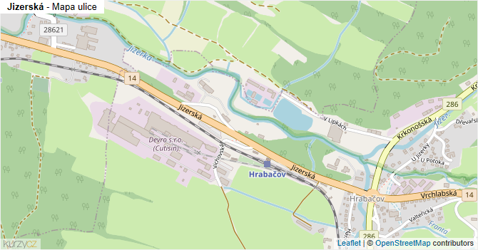 Jizerská - mapa ulice