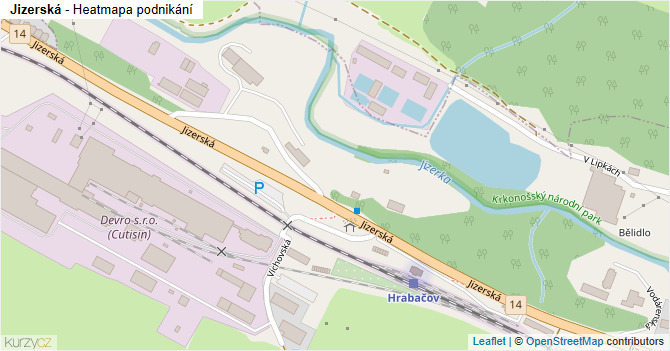 Jizerská - mapa podnikání