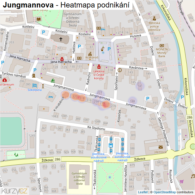 Mapa Jungmannova - Firmy v ulici.