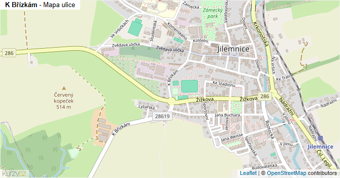 K Břízkám - mapa ulice