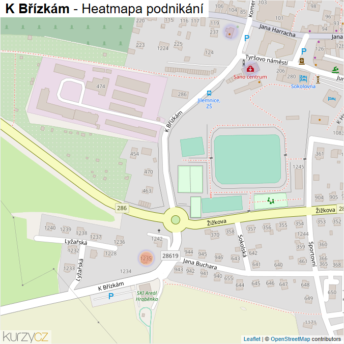 Mapa K Břízkám - Firmy v ulici.