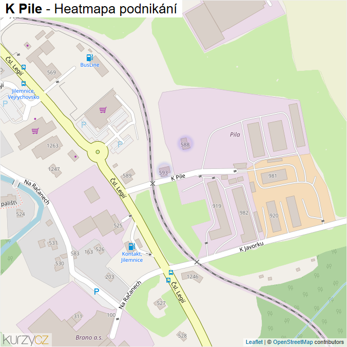 Mapa K Pile - Firmy v ulici.