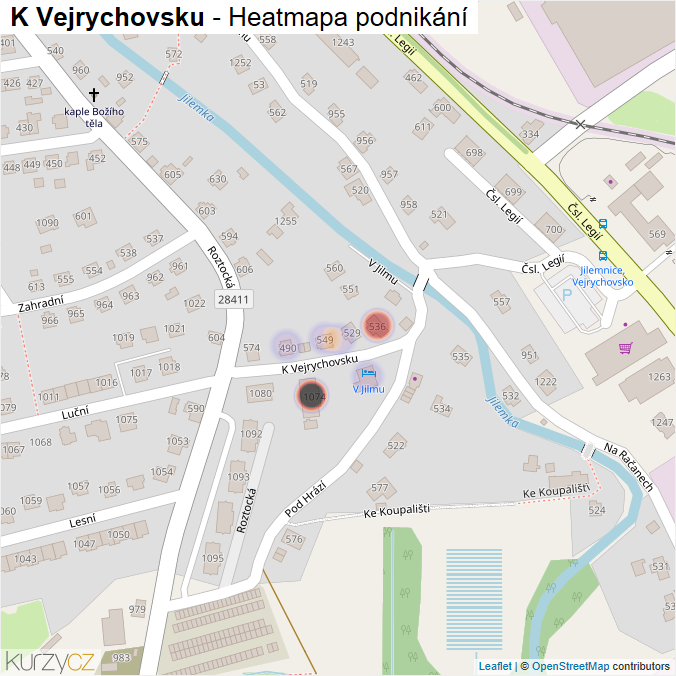 Mapa K Vejrychovsku - Firmy v ulici.