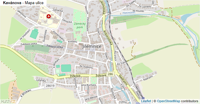 Kavánova - mapa ulice