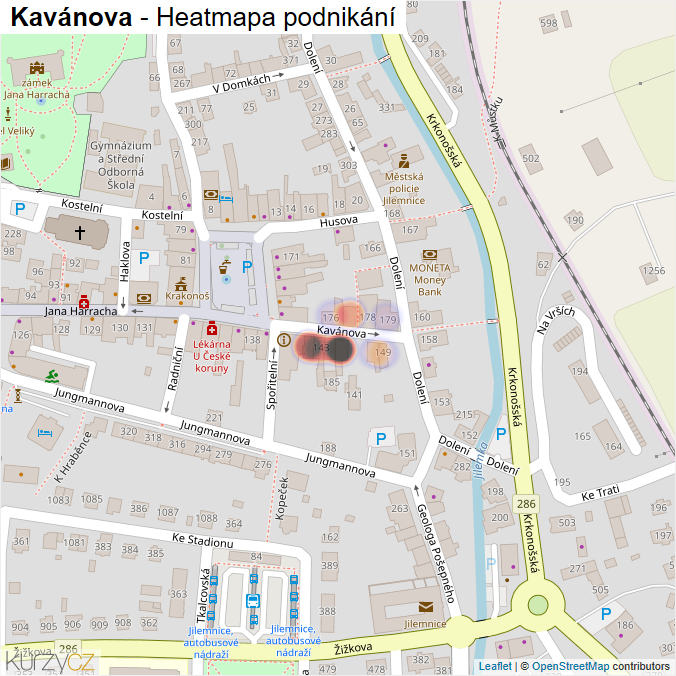 Mapa Kavánova - Firmy v ulici.
