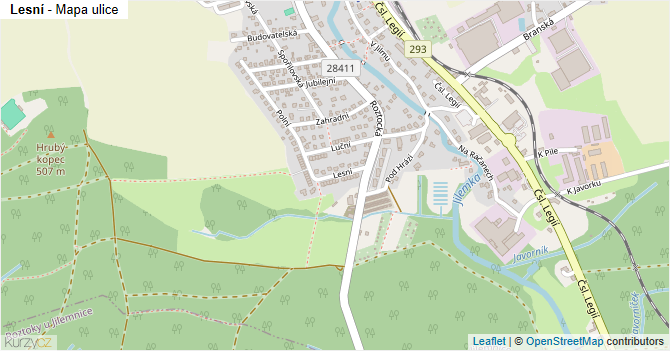 Lesní - mapa ulice
