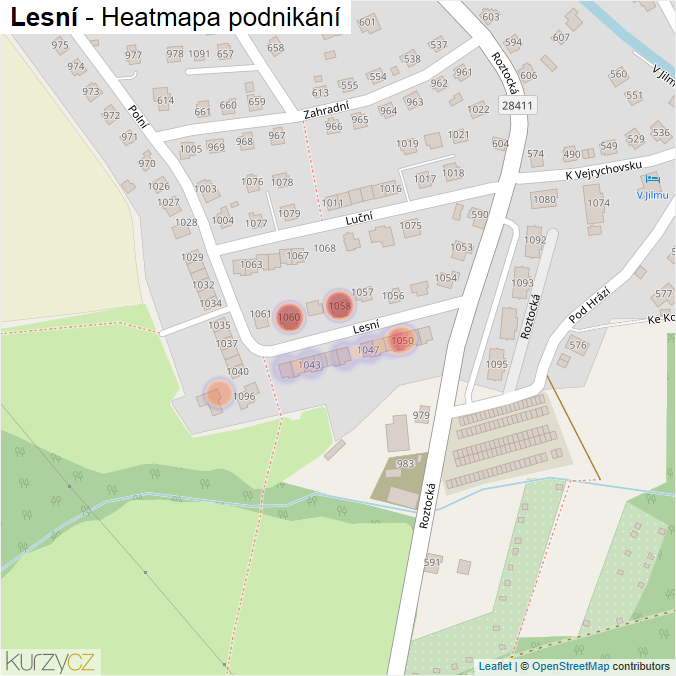 Mapa Lesní - Firmy v ulici.