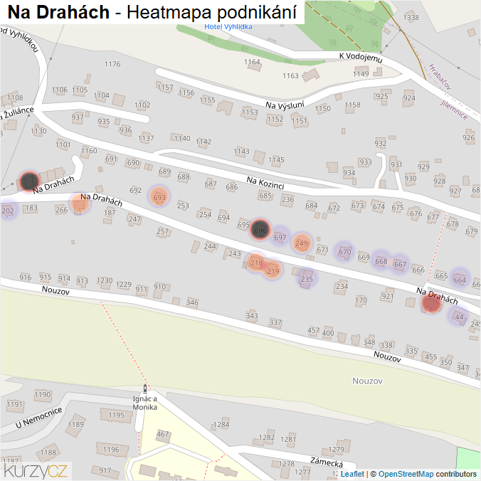 Mapa Na Drahách - Firmy v ulici.