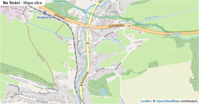 Na Stráni - mapa ulice