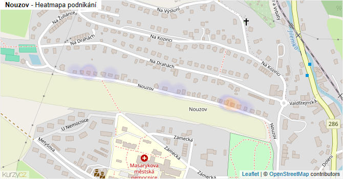Nouzov - mapa podnikání