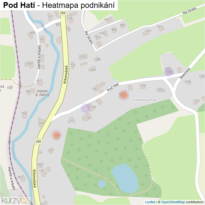 Mapa Pod Hatí - Firmy v ulici.