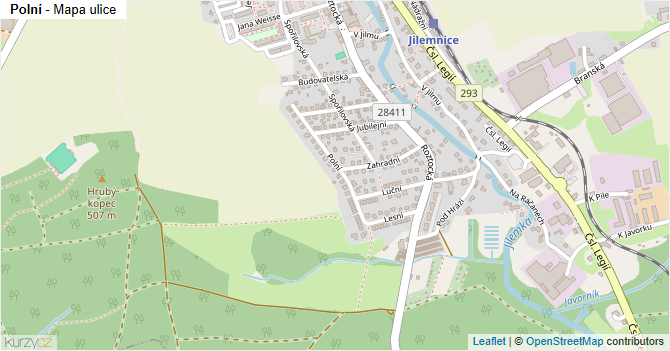 Polní - mapa ulice