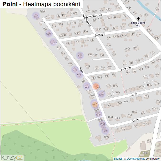 Mapa Polní - Firmy v ulici.