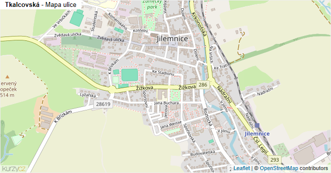 Tkalcovská - mapa ulice