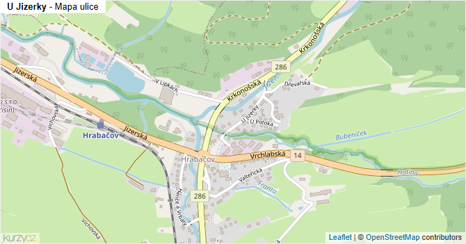 U Jizerky - mapa ulice