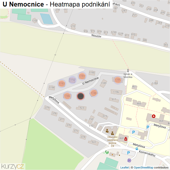 Mapa U Nemocnice - Firmy v ulici.