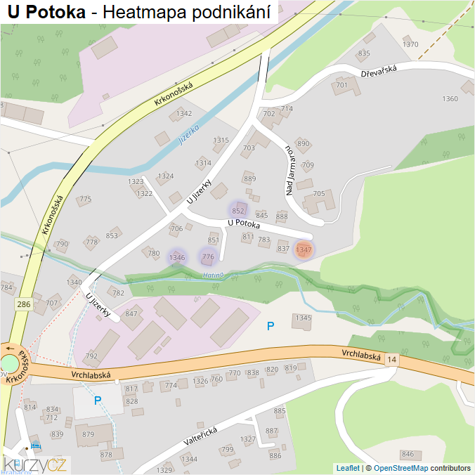 Mapa U Potoka - Firmy v ulici.
