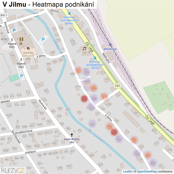 Mapa V Jilmu - Firmy v ulici.