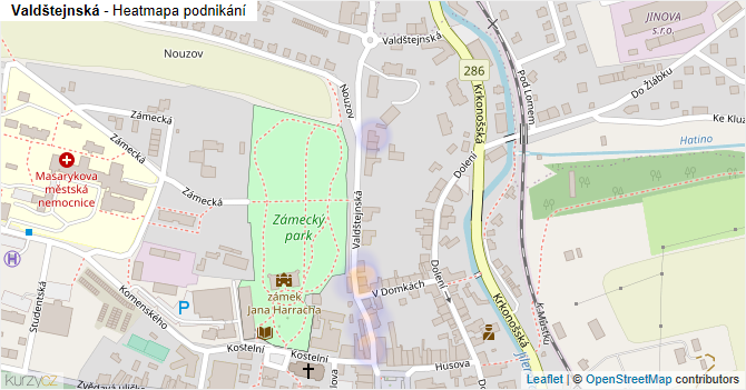 Valdštejnská - mapa podnikání