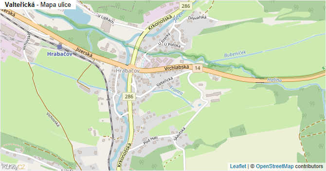 Valteřická - mapa ulice