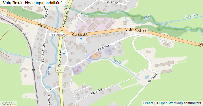 Valteřická - mapa podnikání