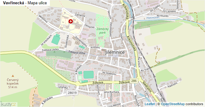 Vavřinecká - mapa ulice