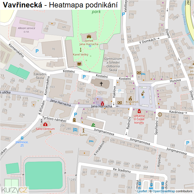 Mapa Vavřinecká - Firmy v ulici.