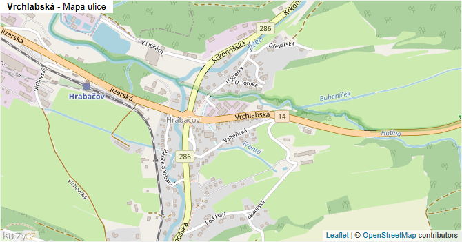 Vrchlabská - mapa ulice