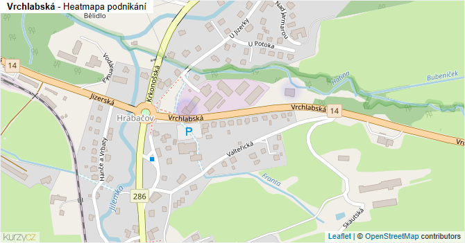 Vrchlabská - mapa podnikání