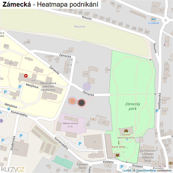 Mapa Zámecká - Firmy v ulici.