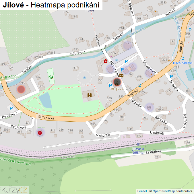 Mapa Jílové - Firmy v obci.