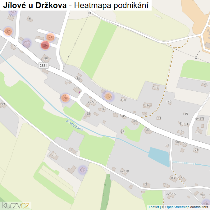 Mapa Jílové u Držkova - Firmy v části obce.