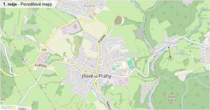 1. máje - záplavové mapy stoleté vody