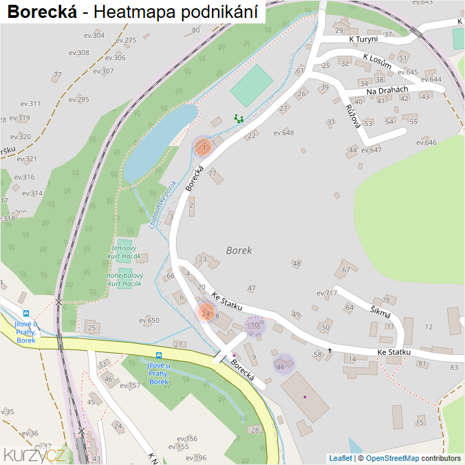 Mapa Borecká - Firmy v ulici.