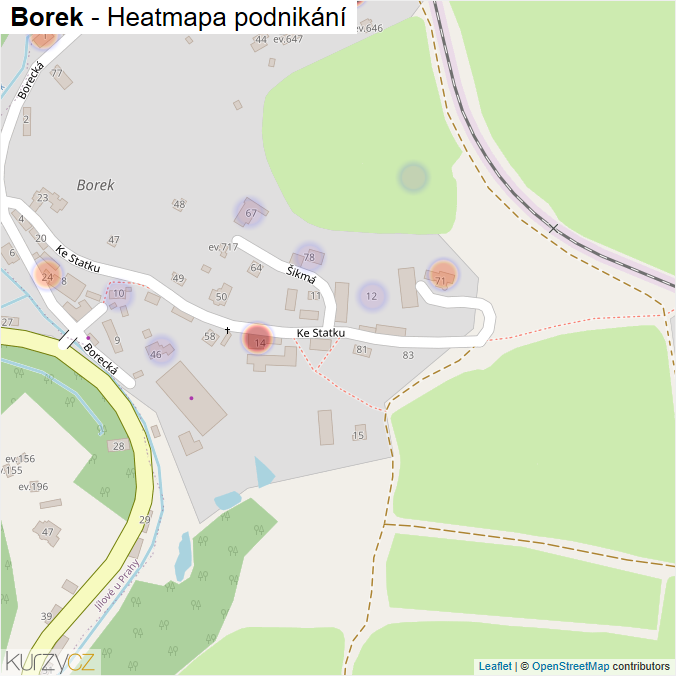 Mapa Borek - Firmy v části obce.