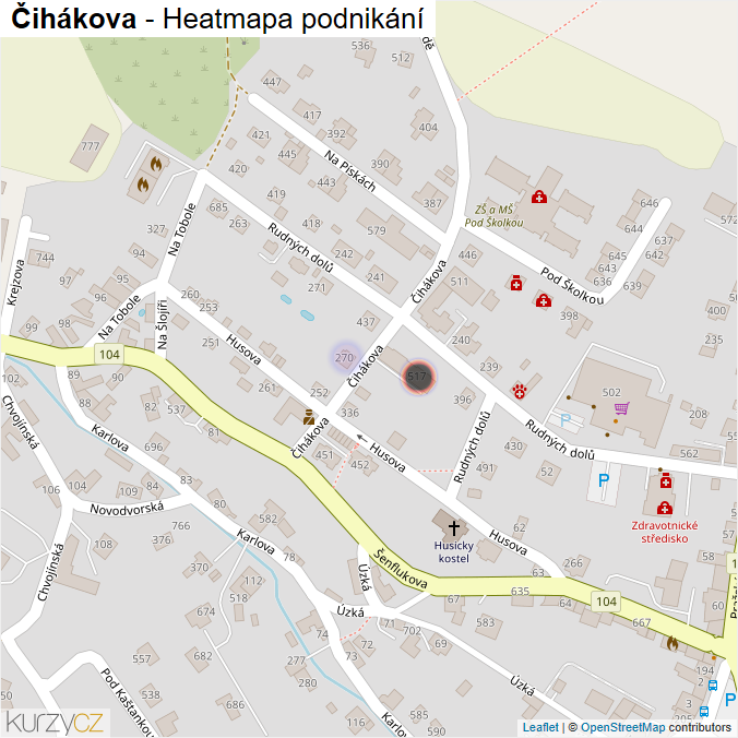 Mapa Čihákova - Firmy v ulici.