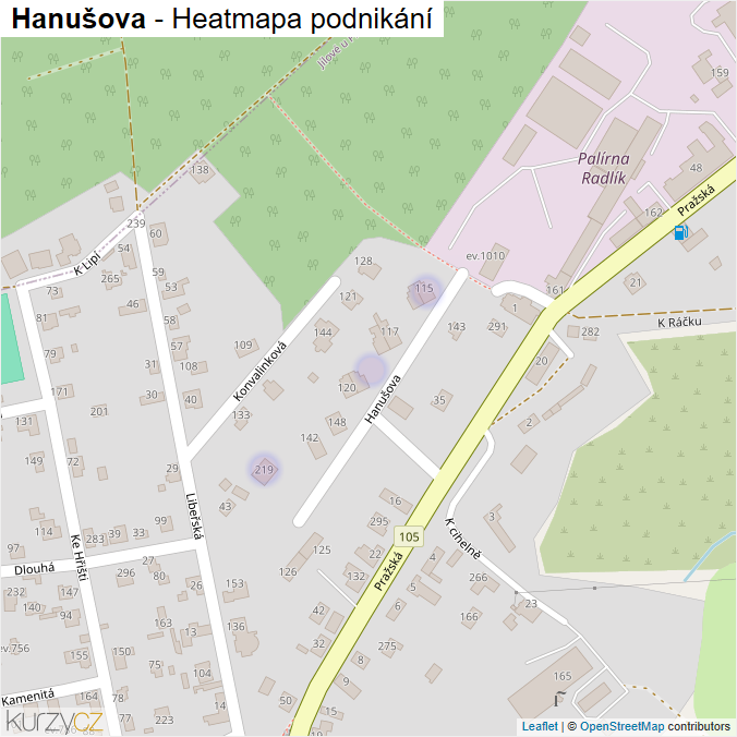 Mapa Hanušova - Firmy v ulici.