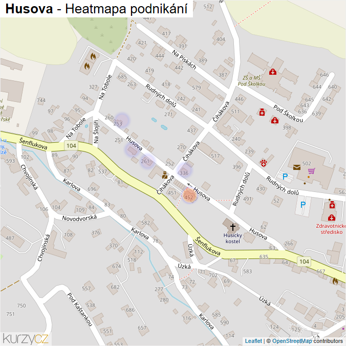 Mapa Husova - Firmy v ulici.