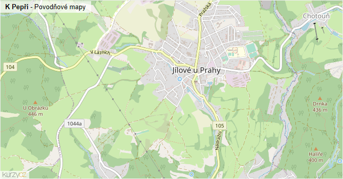 K Pepři - záplavové mapy stoleté vody
