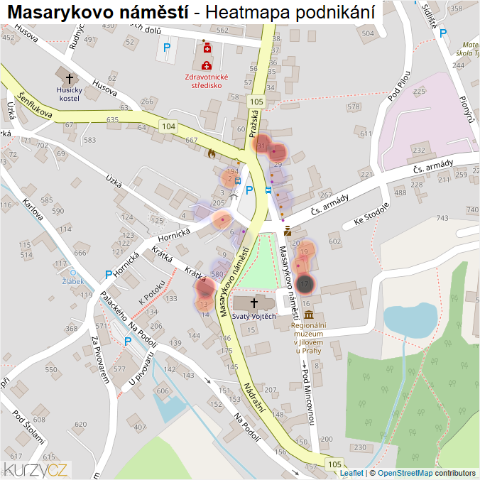 Mapa Masarykovo náměstí - Firmy v ulici.