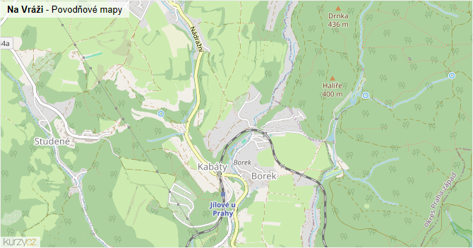 Na Vráži - záplavové mapy stoleté vody
