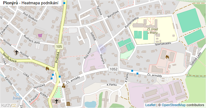 Pionýrů - mapa podnikání