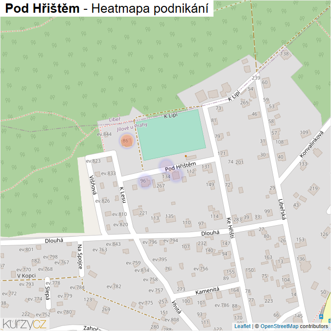 Mapa Pod Hřištěm - Firmy v ulici.