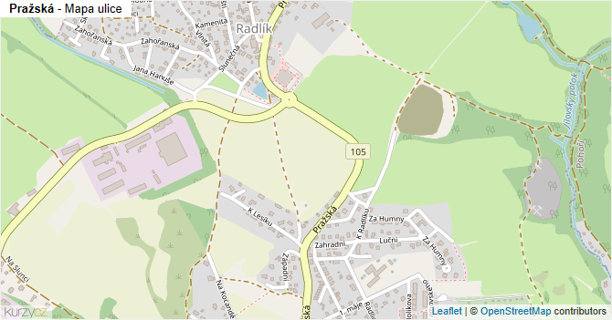 Pražská - mapa ulice